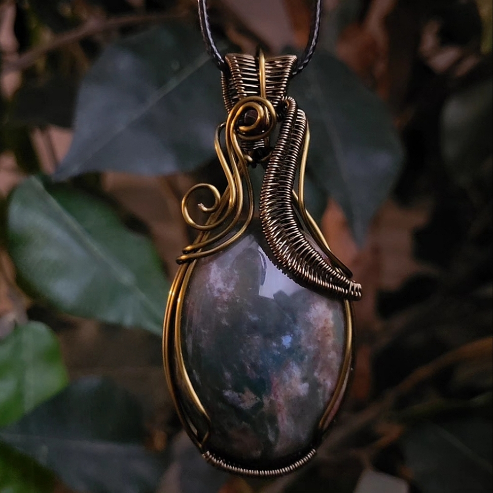 Handmade Indian Agate & Garnet Crystal Statement Pendant